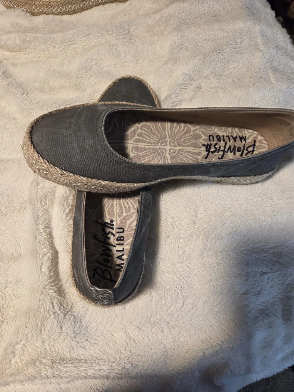 Blowfish Malibu Benita Gray Canvas Espadrille Sneakers with Jute Trim